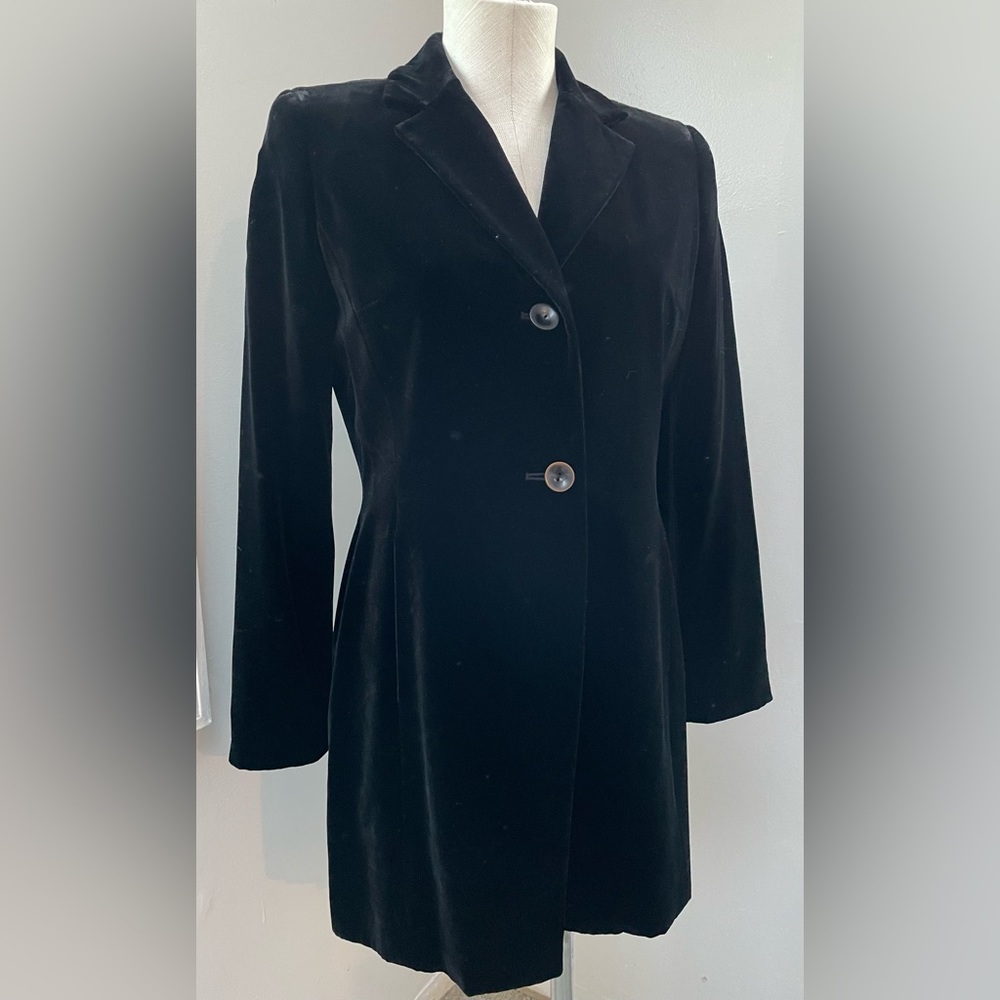 INC Black Velvet Jacket Blazer Petite Size 8/ 2 button closure